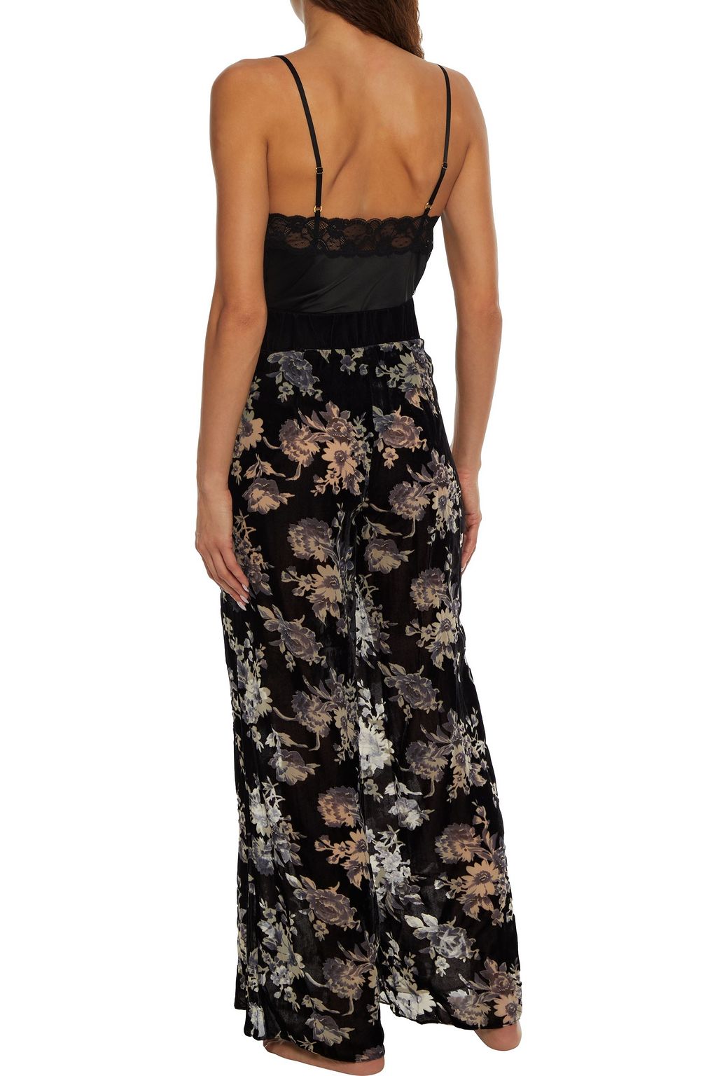 MYLA Hyde Park floral-print devoré-velvet wide-leg pants