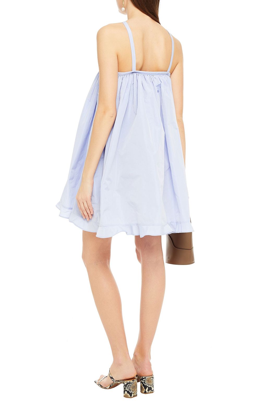 MAJE Crossover gathered taffeta mini dress