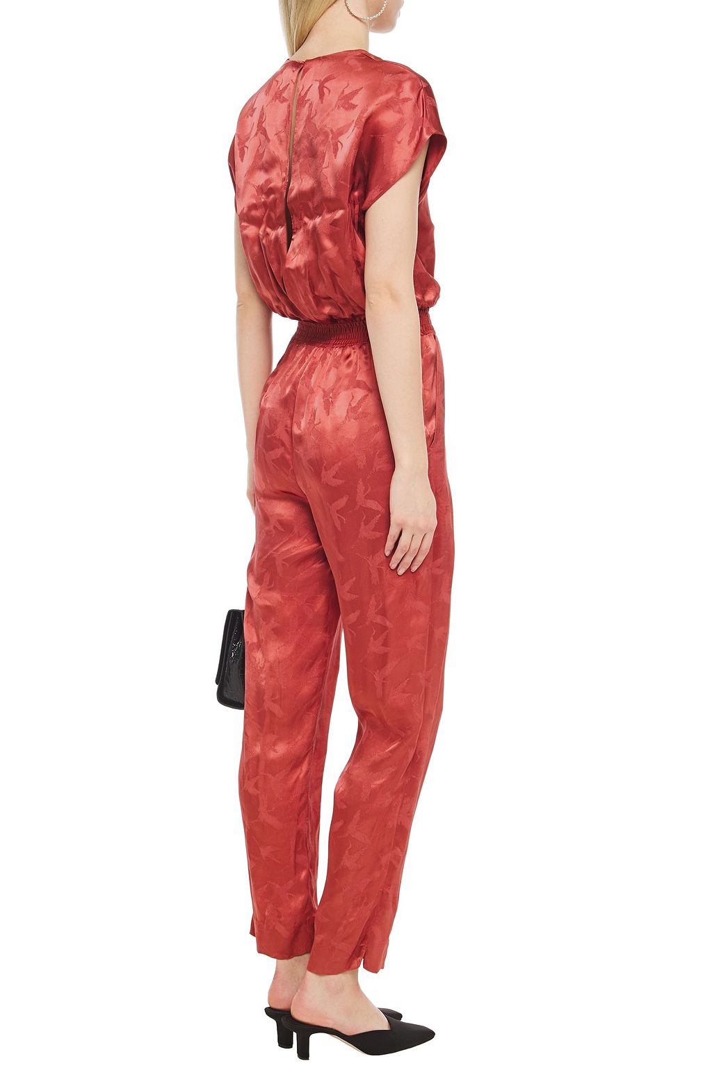 MAJE Wrap-effect satin-jacquard jumpsuit