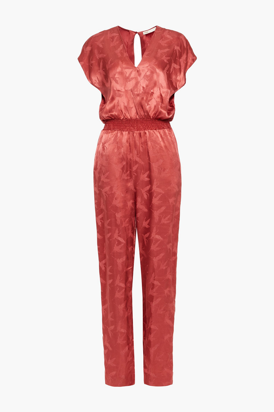 Wrap-effect satin-jacquard jumpsuit