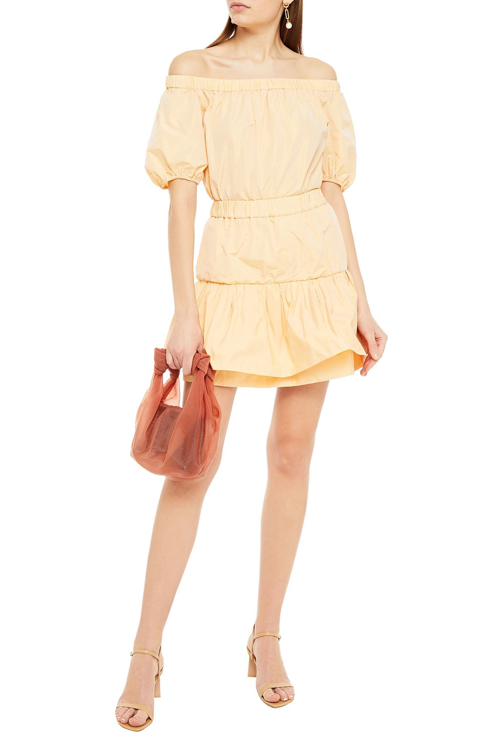 shoulder Gathered Taffeta Mini Dress ...