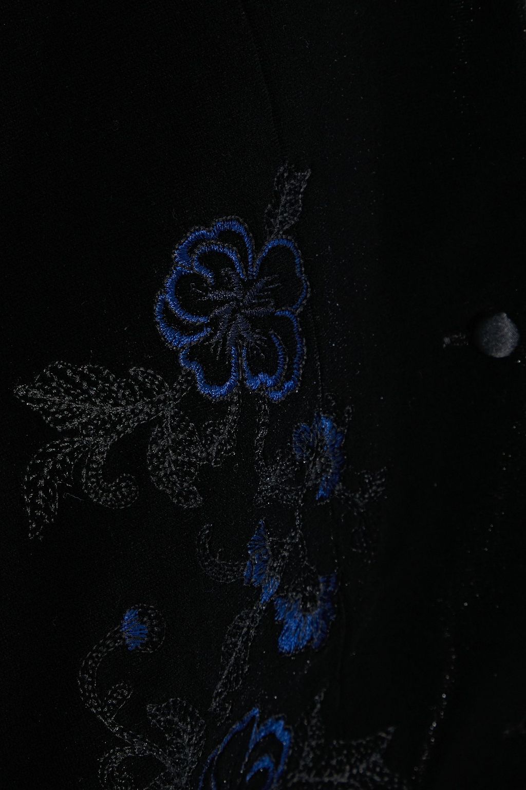 MYLA Devonshire embroidered stretch-velvet pajama top