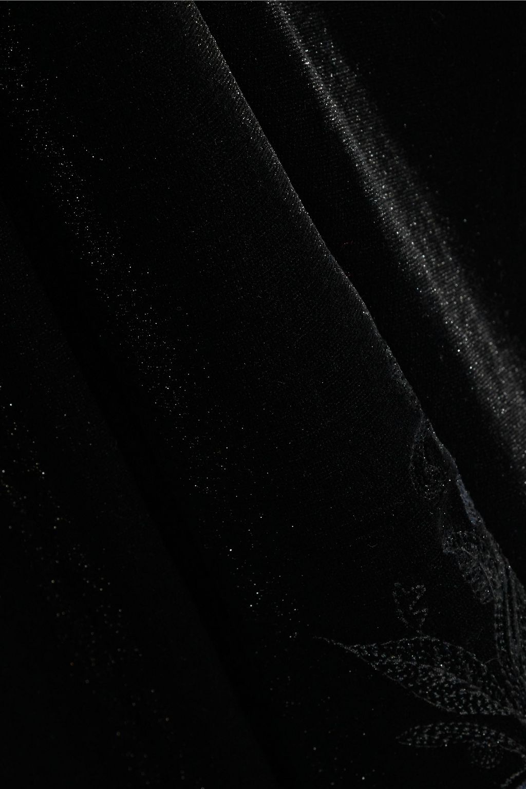 MYLA Devonshire embroidered tulle-trimmed stretch-velvet pajama pants