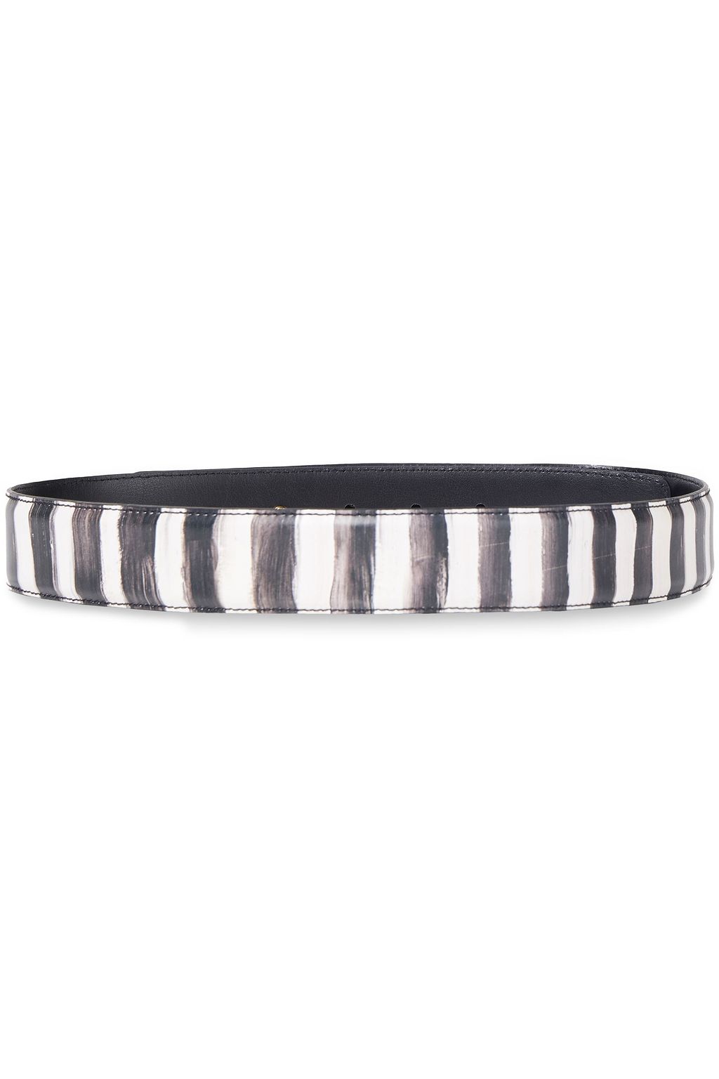 MOSCHINO Logo-embellished striped leather belt