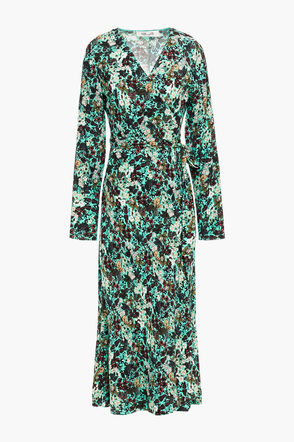 Mint Floral-print crepe midi wrap dress | Sale up to 70% off | THE OUTNET |  DIANE VON FURSTENBERG | THE OUTNET