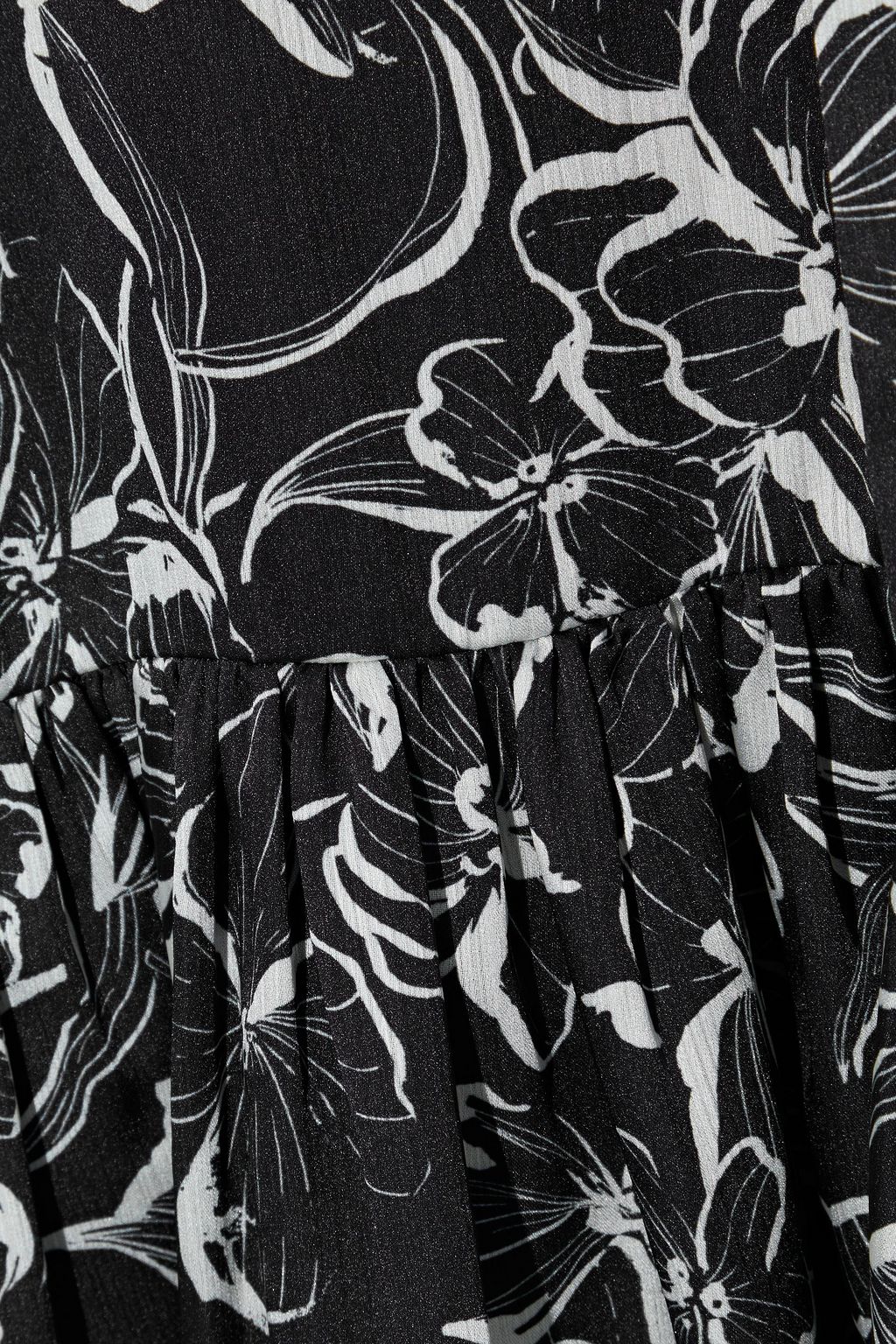 SACHIN & BABI Terri pussy-bow floral-print crinkled-satin dress