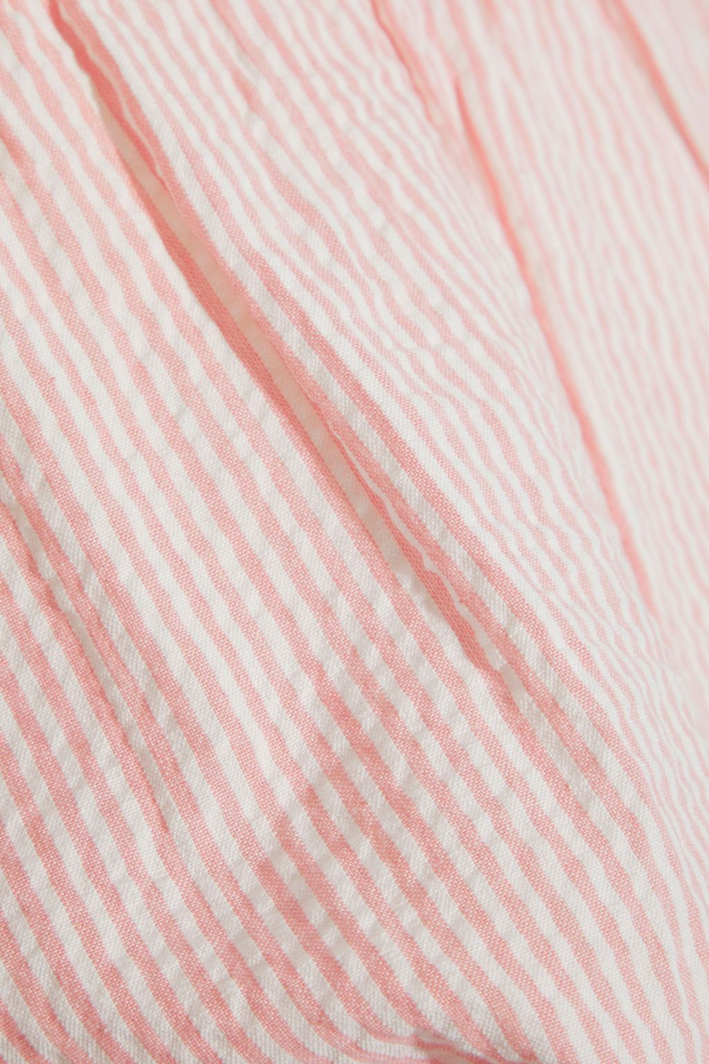 MELISSA ODABASH Dannah off-the-shoulder striped cotton-seersucker top