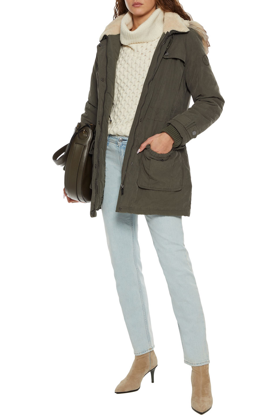 dkny green parka