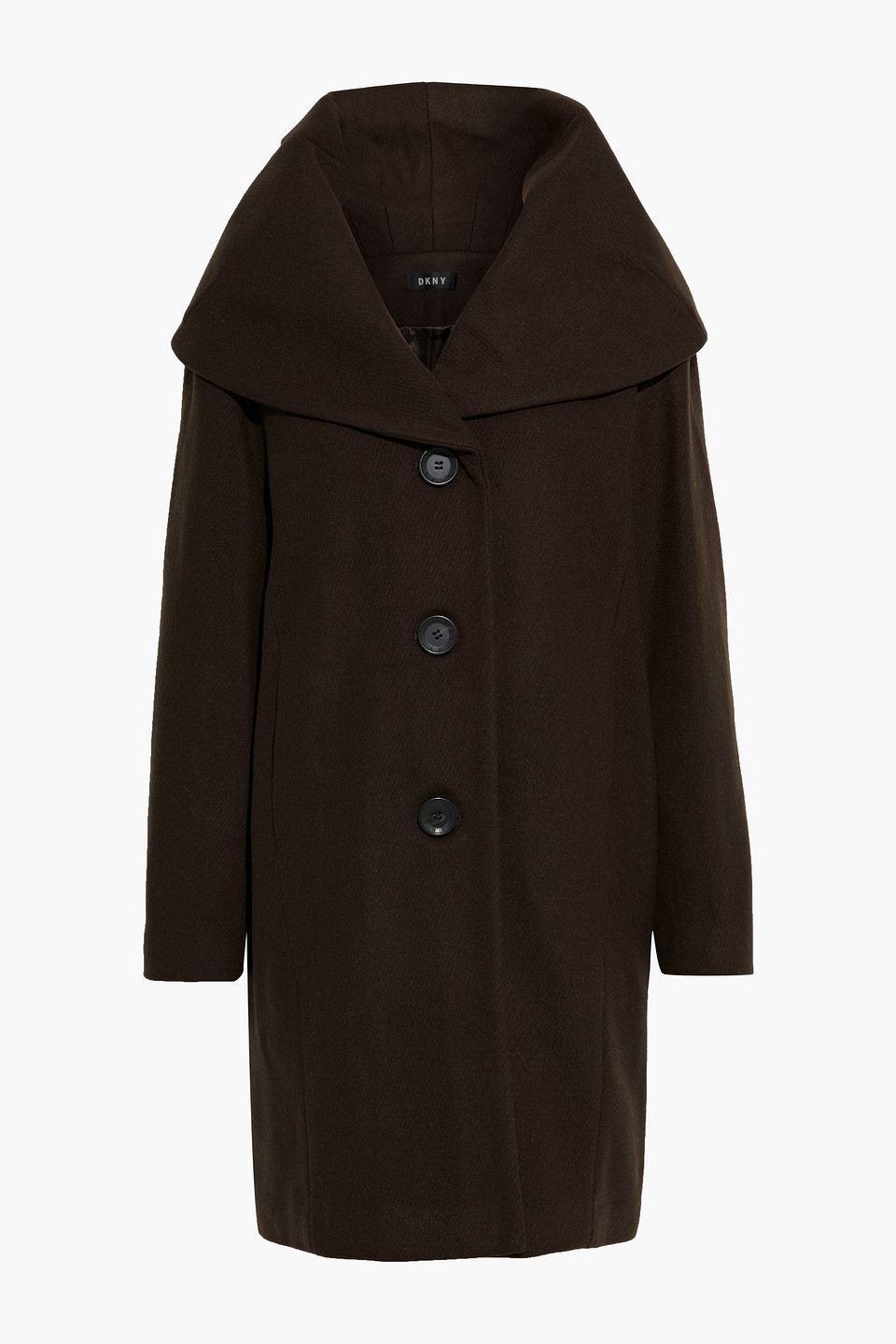 dkny - brushed wool-blend felt coat - green - xxl