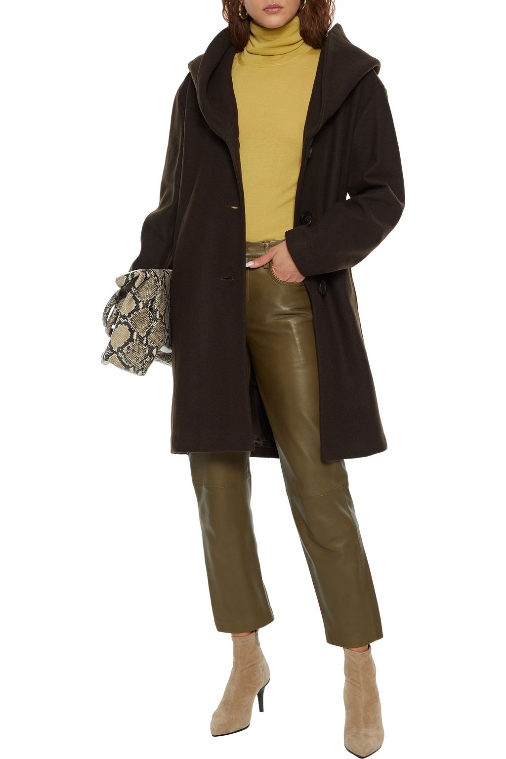 DKNY Brushed wool-blend felt coat