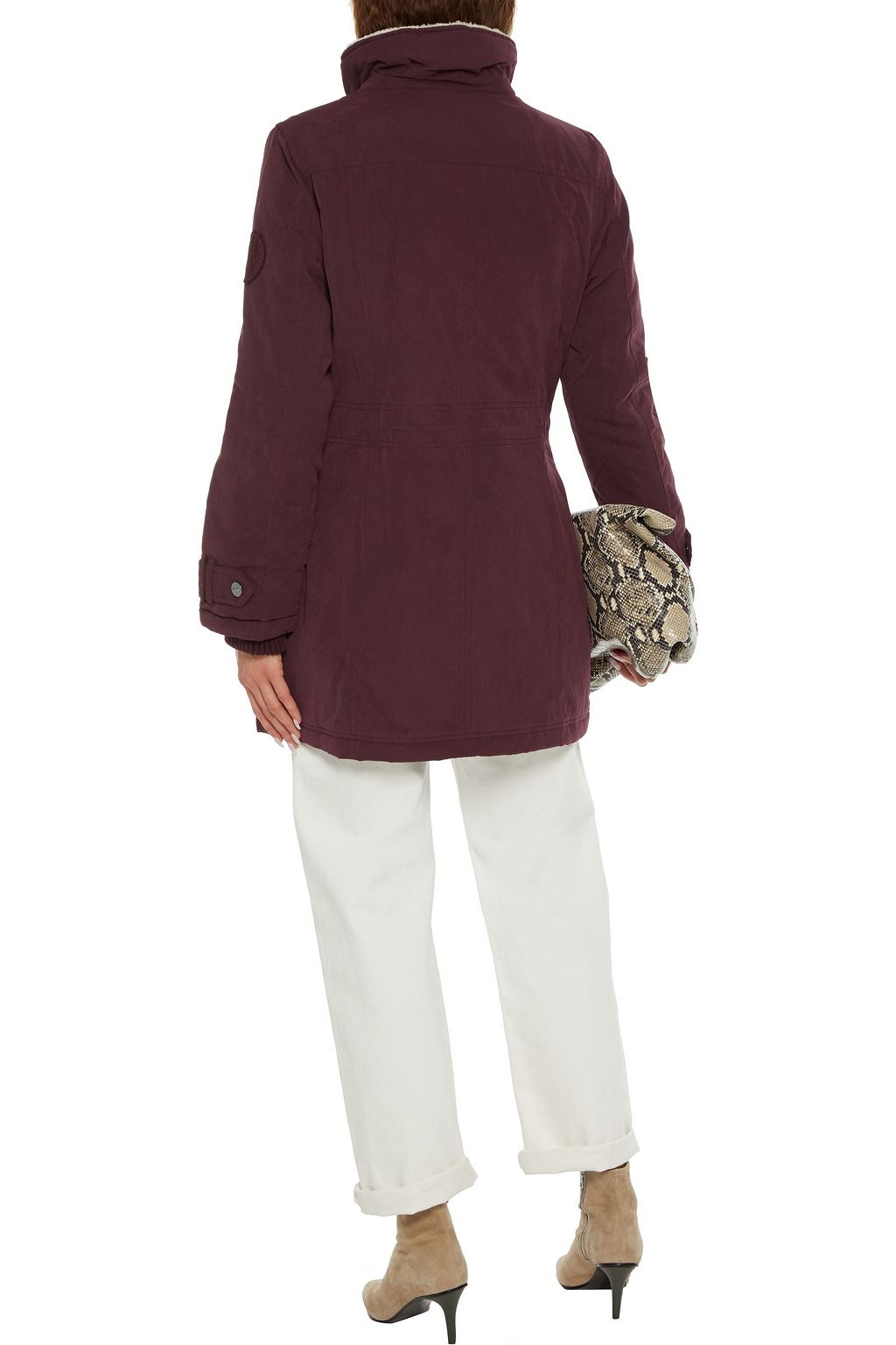 DKNY Faux fur-trimmed washed-twill hooded parka