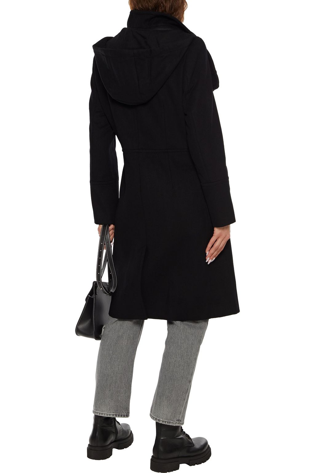DKNY Wool-blend felt hooded coat