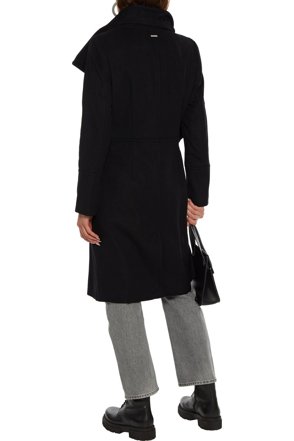 DKNY Wool-blend felt hooded coat