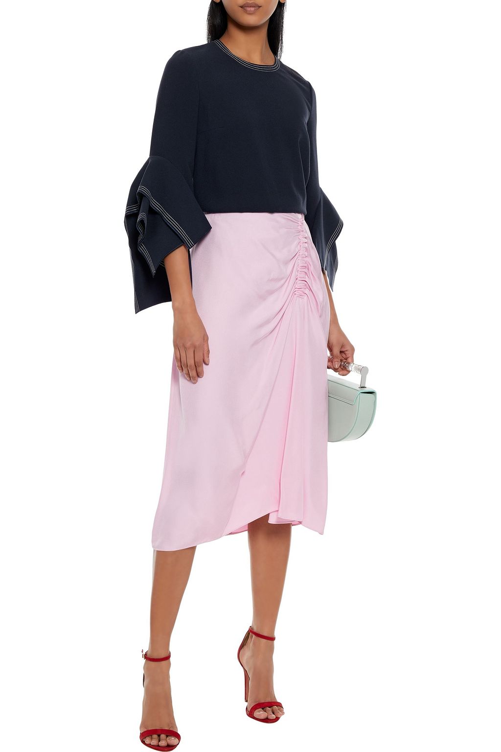 ROKSANDA Rana fluted bonded crepe blouse