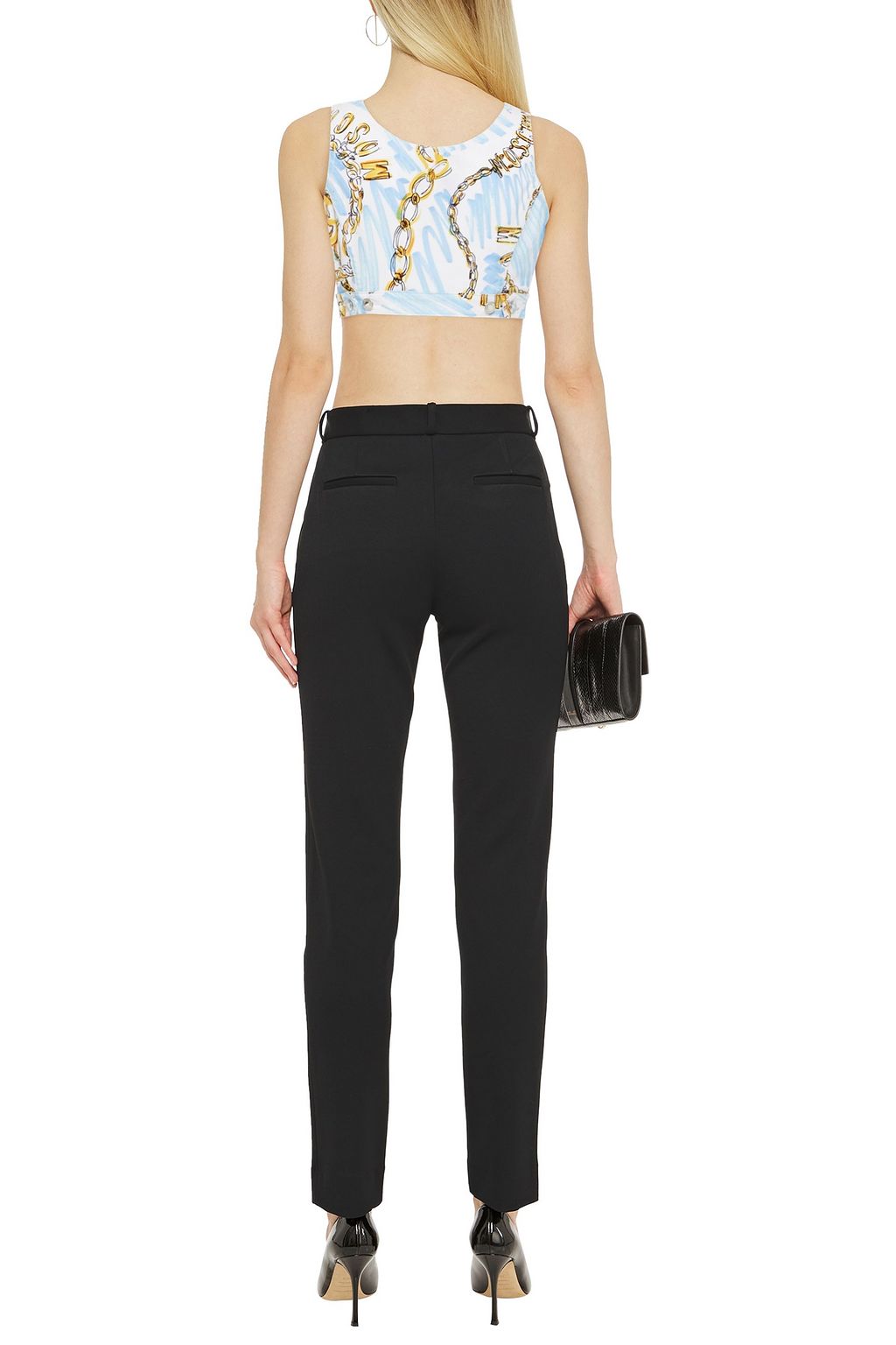 MOSCHINO Bedrucktes Cropped Oberteil aus Denim