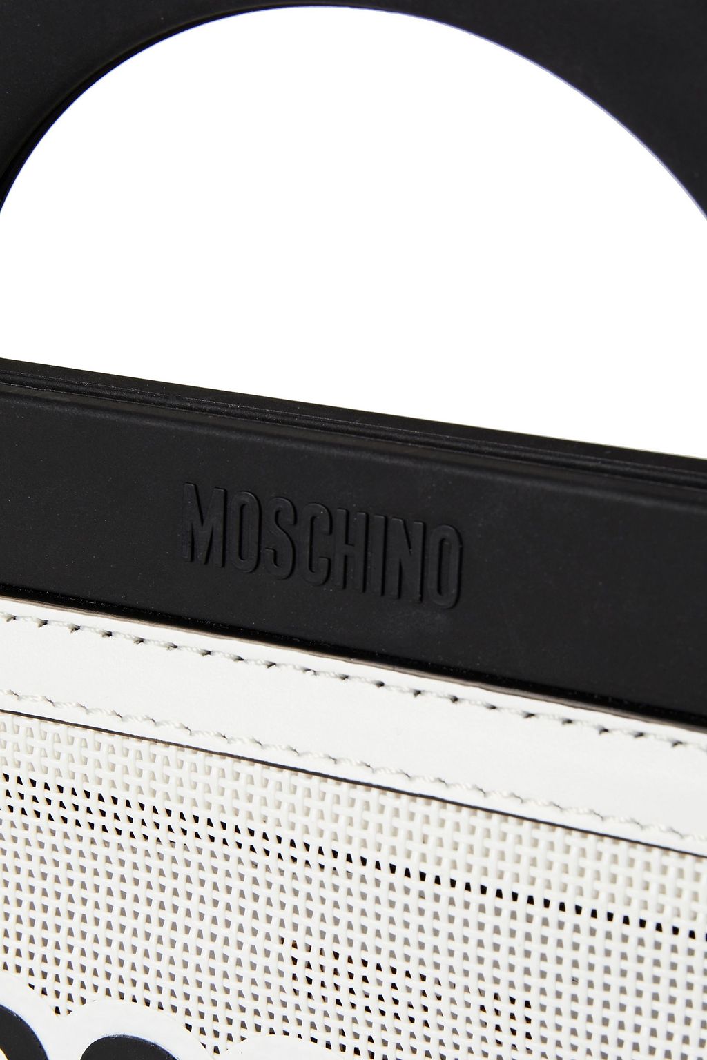 MOSCHINO Leather and PVC-trimmed printed mesh tote