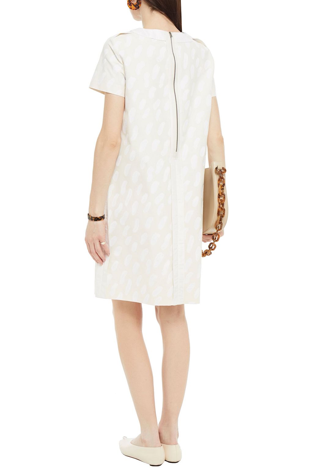 MARNI Satin-trimmed printed cotton-blend dress