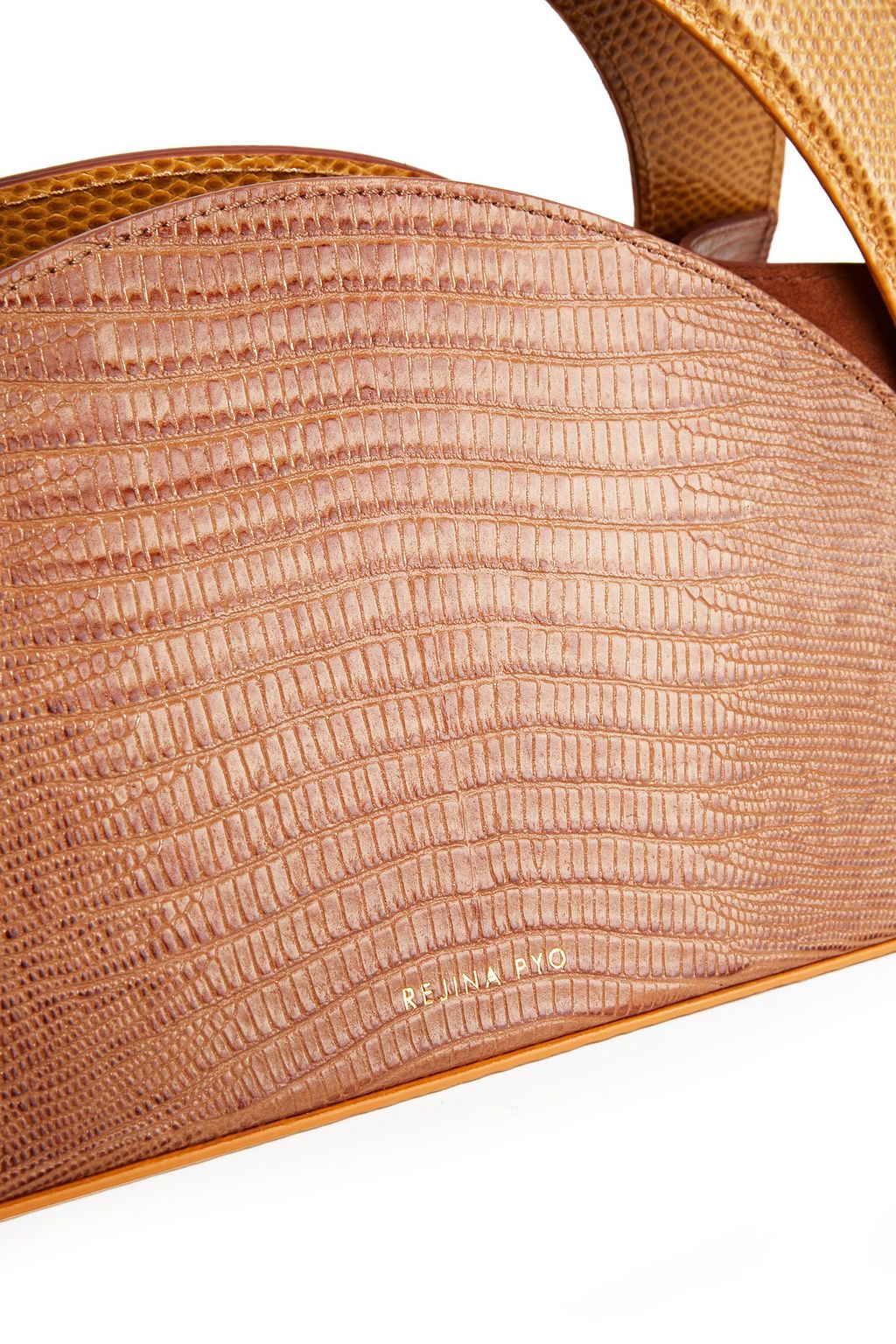REJINA PYO Arc two-tone lizard-effect leather tote