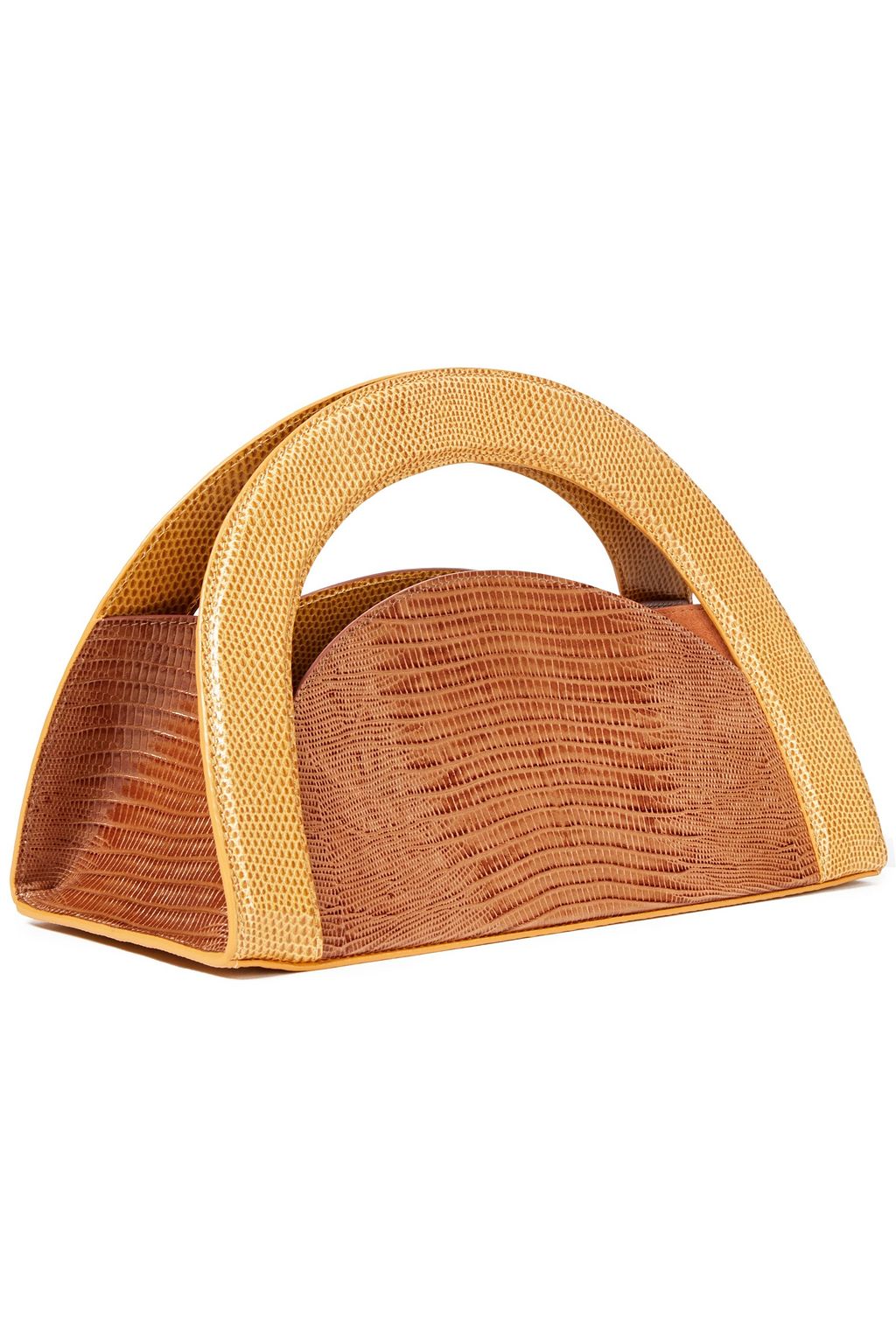 REJINA PYO Arc two-tone lizard-effect leather tote