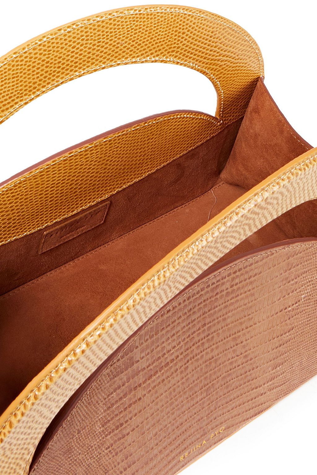 REJINA PYO Arc two-tone lizard-effect leather tote
