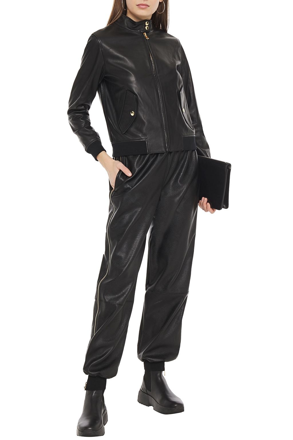 MOSCHINO Embellished leather jacket