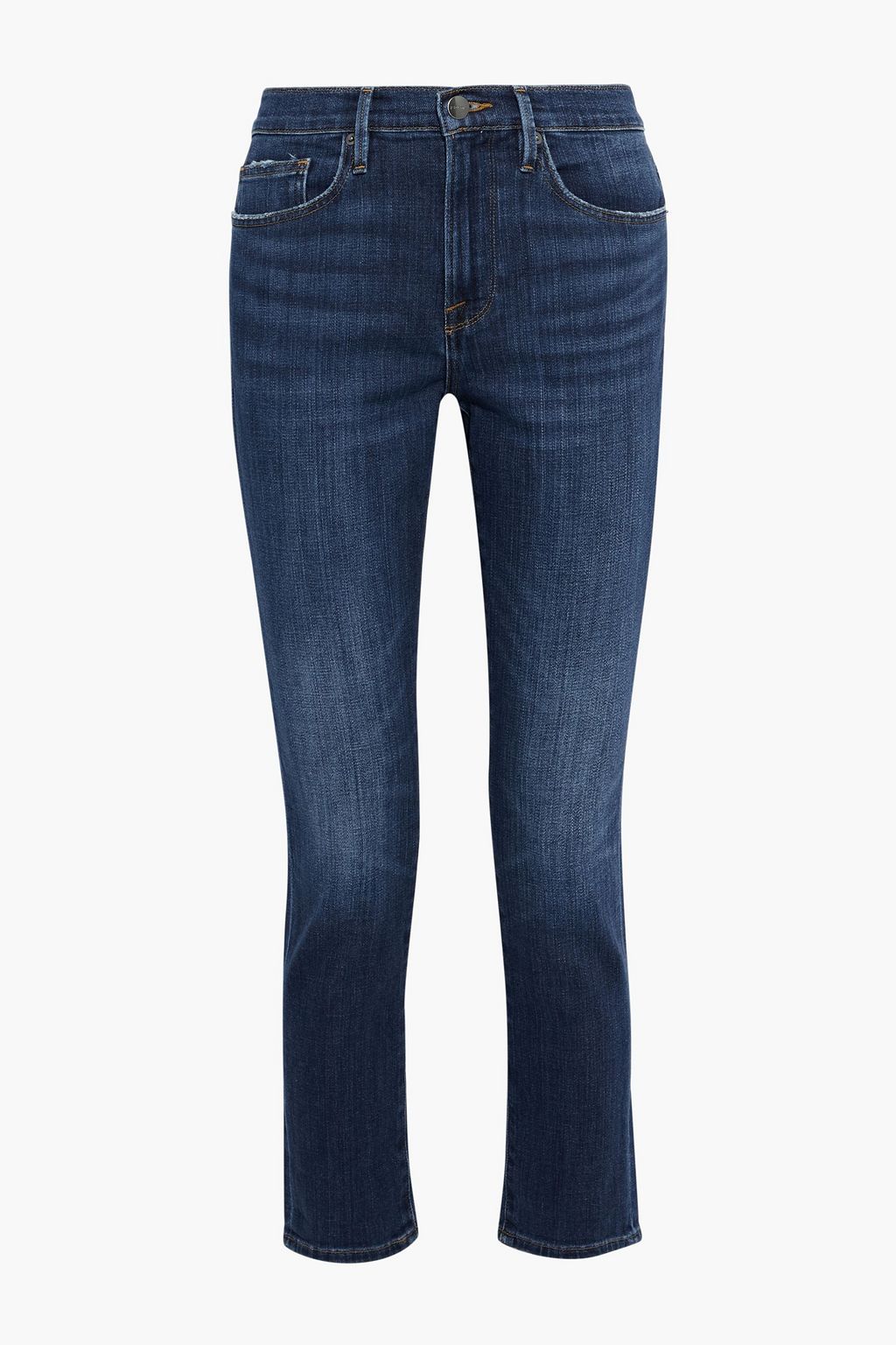 Dark denim Le Beau Crop distressed slim 