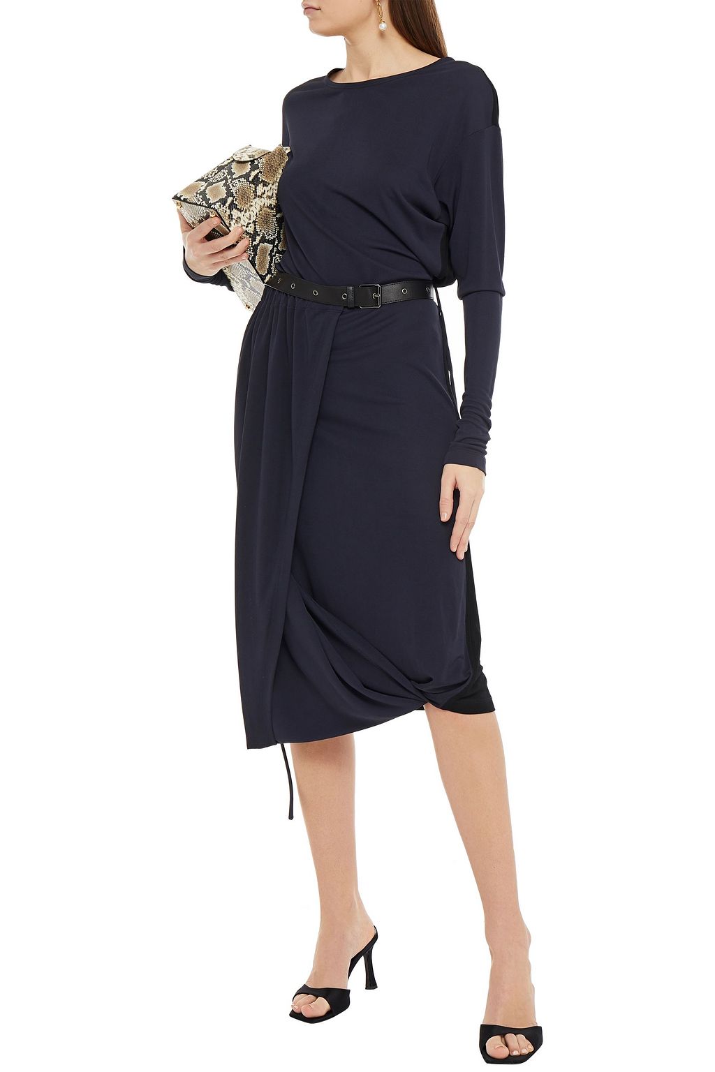 MARNI Draped crepe midi dress