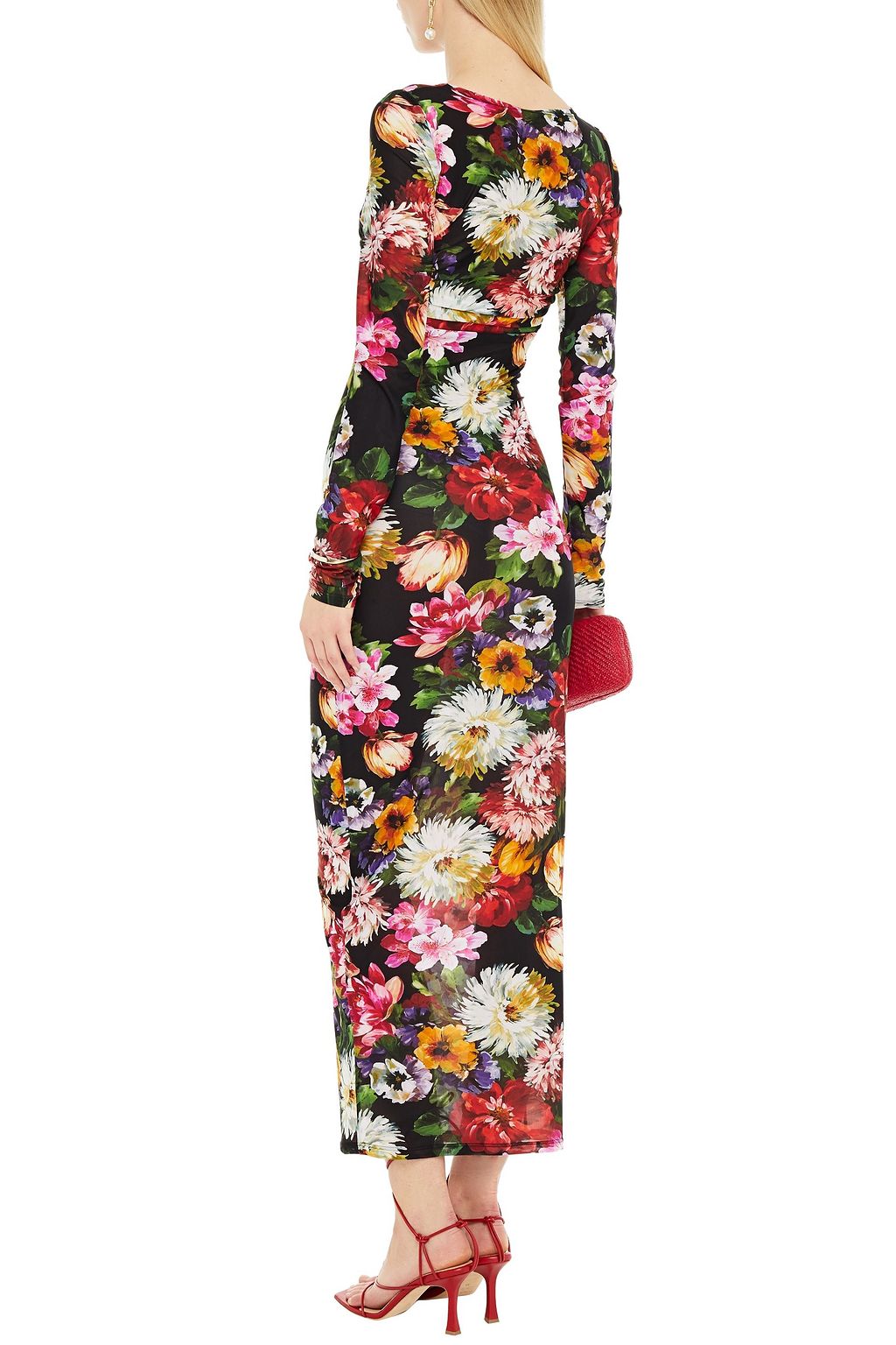 DOLCE&GABBANA Ruched floral-print stretch-jersey maxi dress