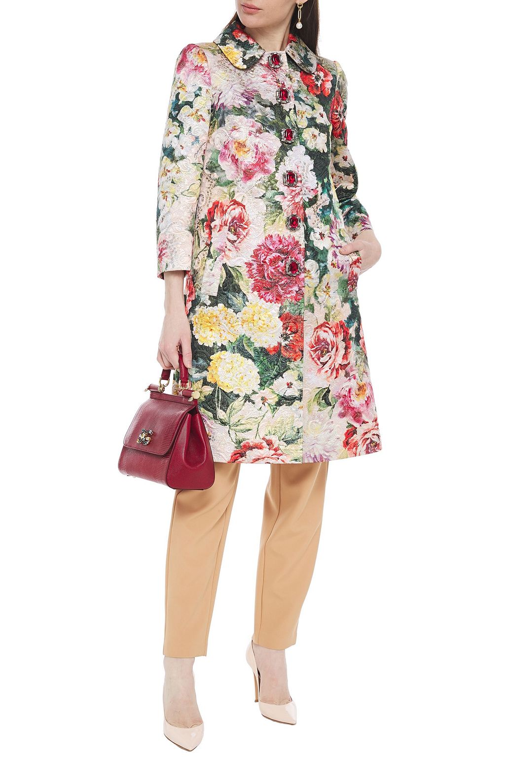 DOLCE&GABBANA Metallic floral-print cotton-blend brocade coat
