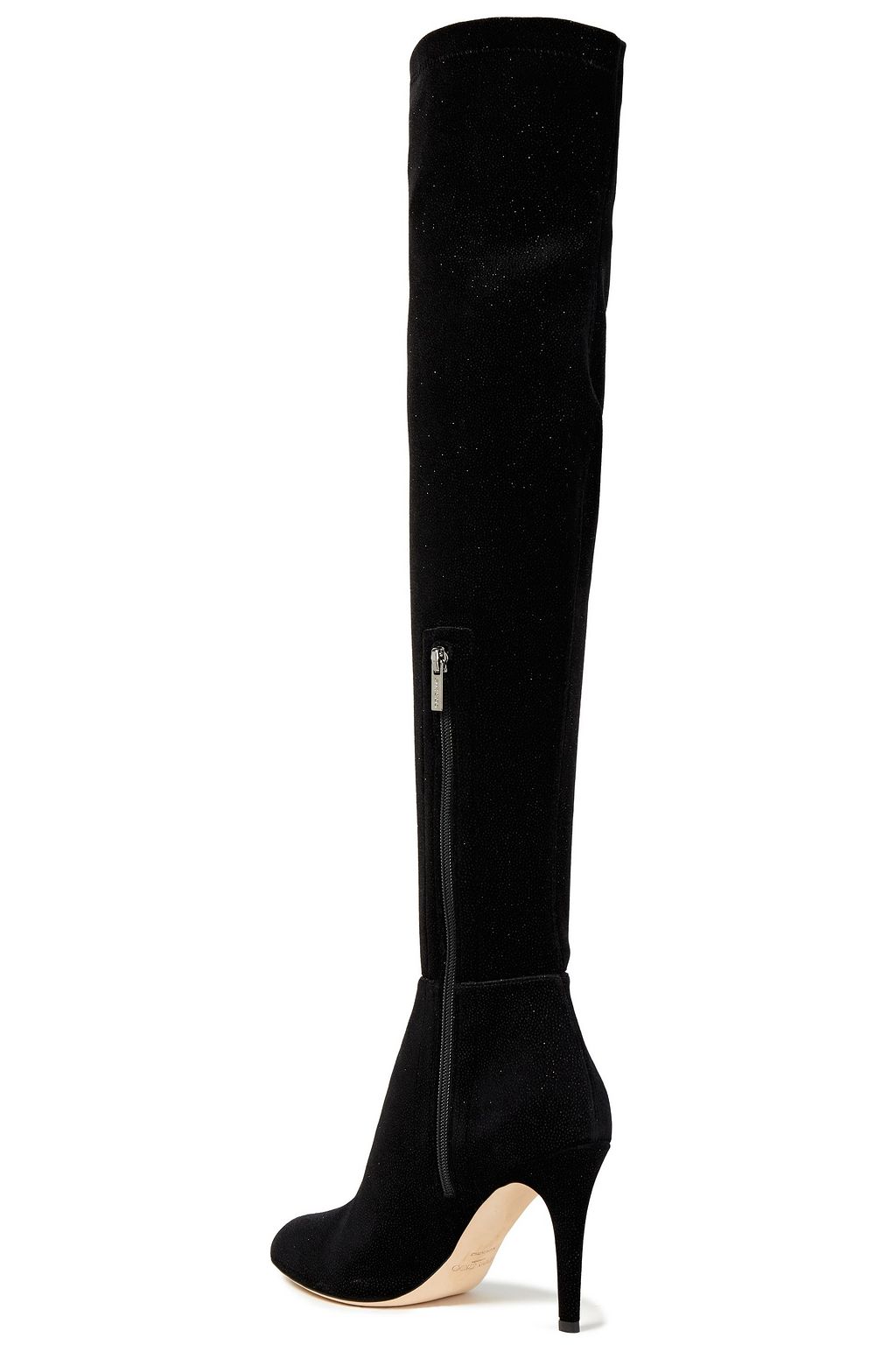 JIMMY CHOO Toni glittered stretch-velvet over-the-knee boots