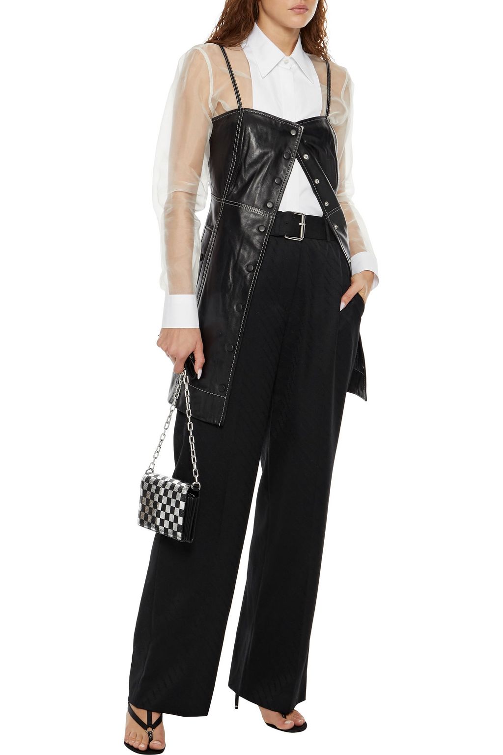 ALEXANDER WANG Belted wool-jacquard straight-leg pants