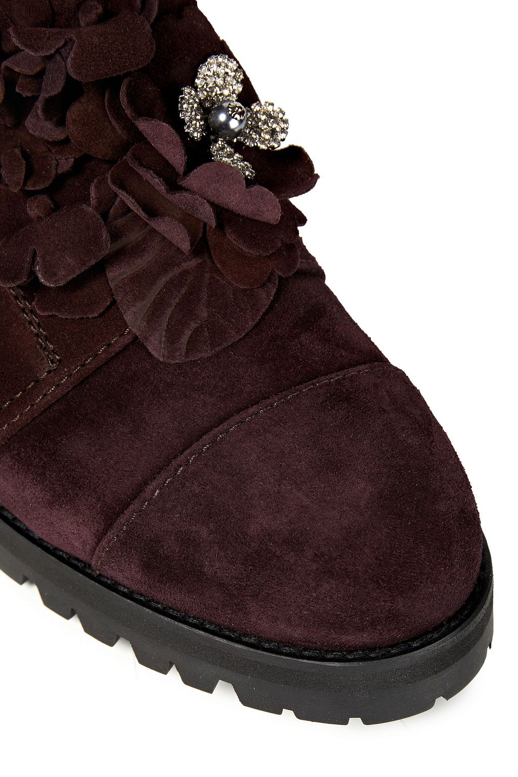JIMMY CHOO Havana floral-appliquéd suede ankle boots