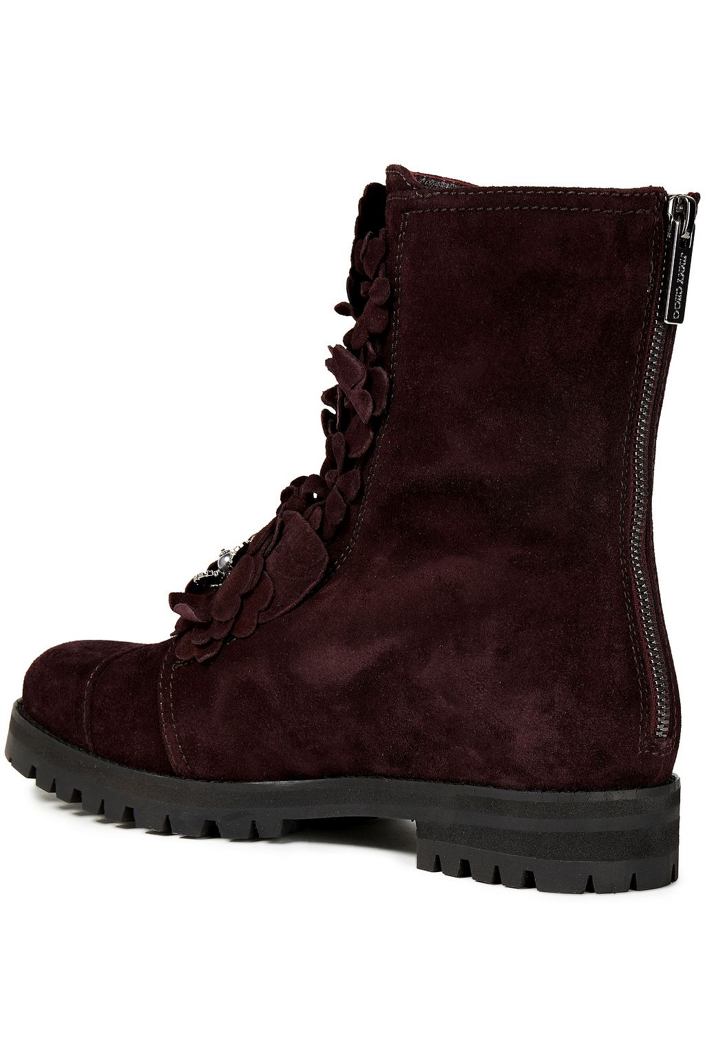 JIMMY CHOO Havana floral-appliquéd suede ankle boots