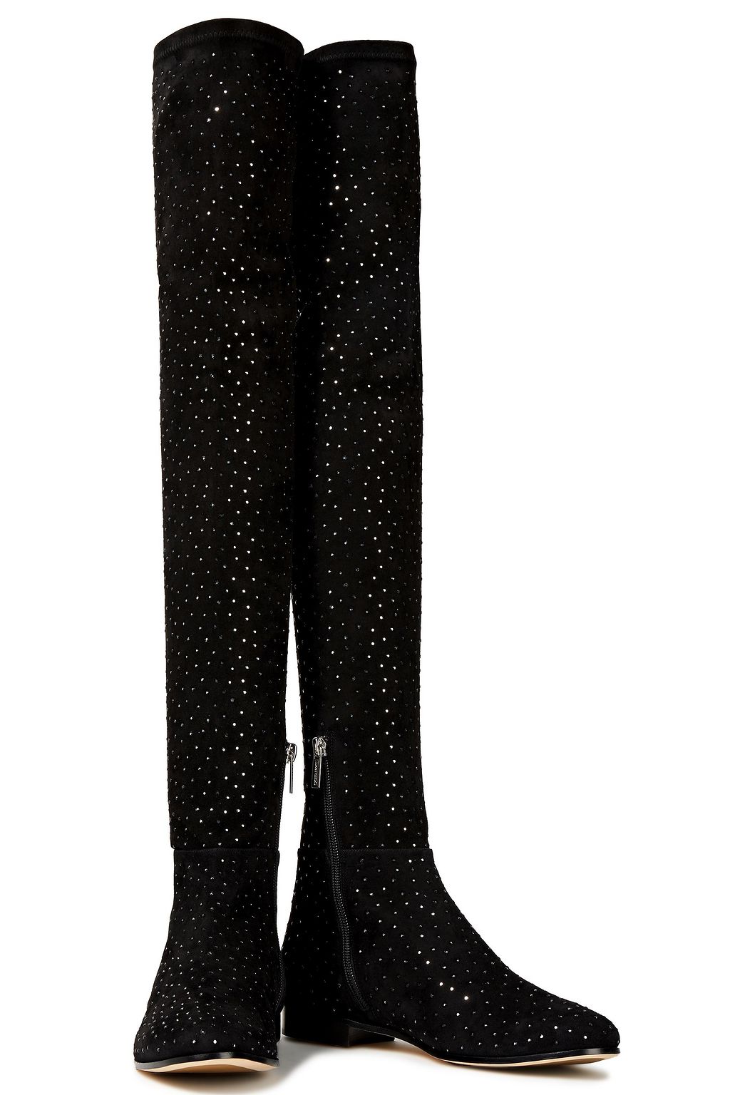 JIMMY CHOO Myren crystal-embellished stretch-suede over-the-knee boots