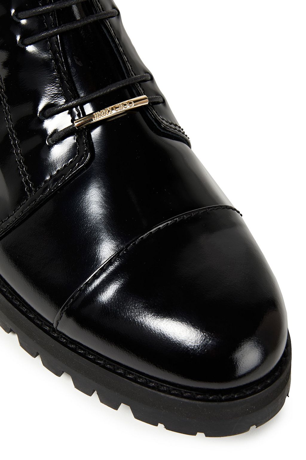 JIMMY CHOO Hazel glossed-leather combat boots