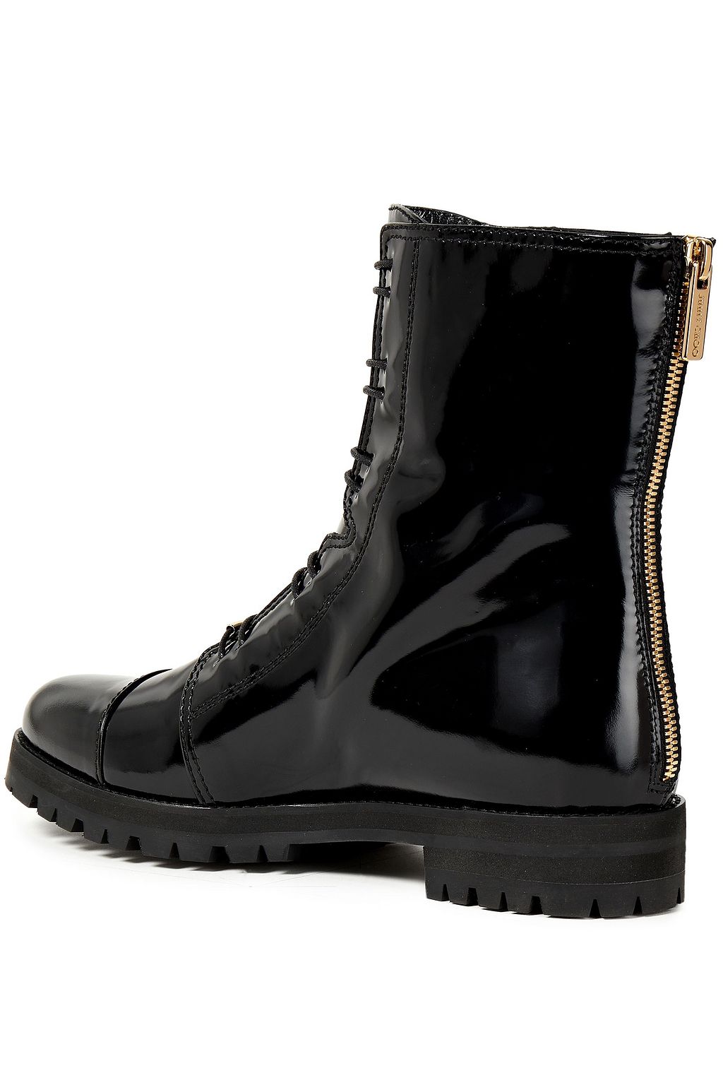JIMMY CHOO Hazel glossed-leather combat boots