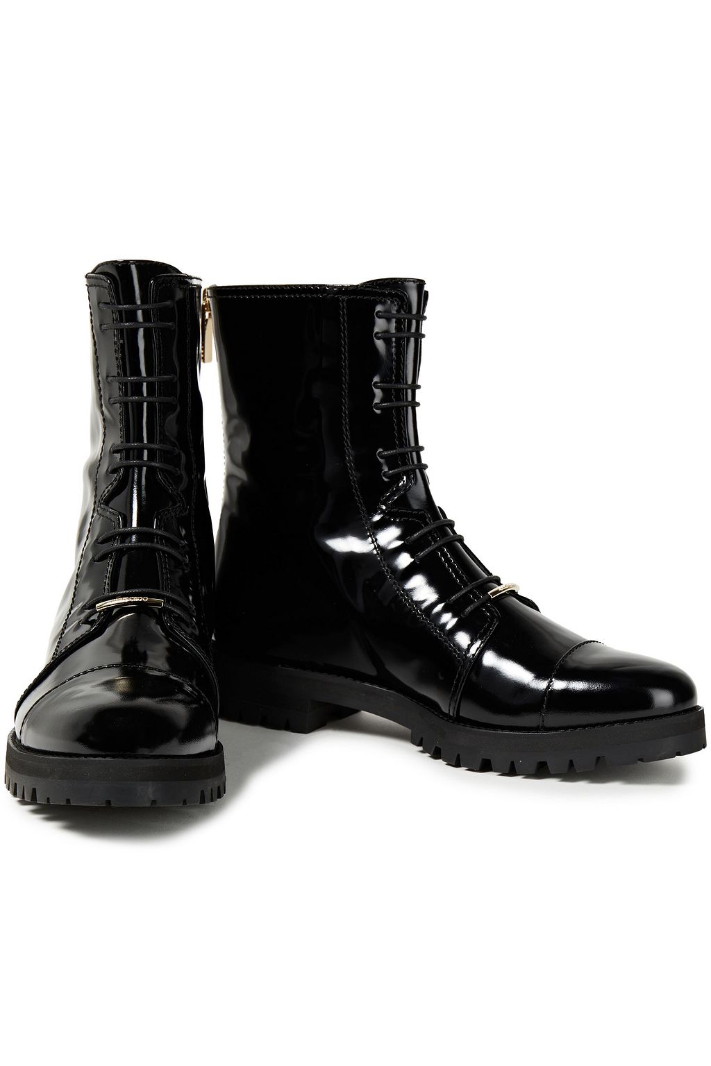 JIMMY CHOO Hazel glossed-leather combat boots