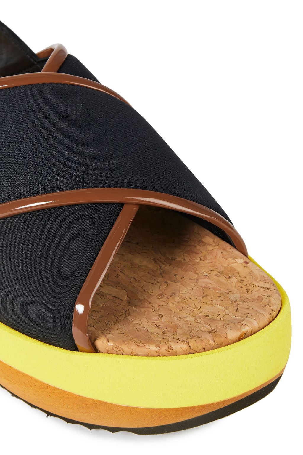 Black Leather-trimmed color-block neoprene platform sandals | Sale up to 70% off | THE OUTNET 