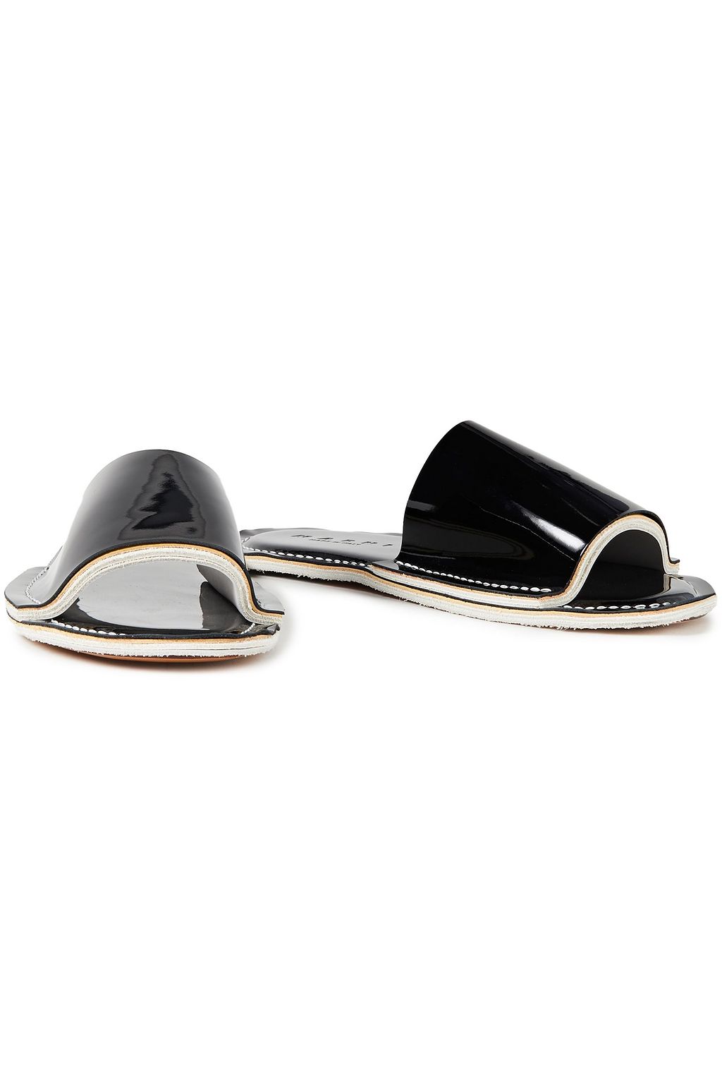 MARNI Glossed-leather slides