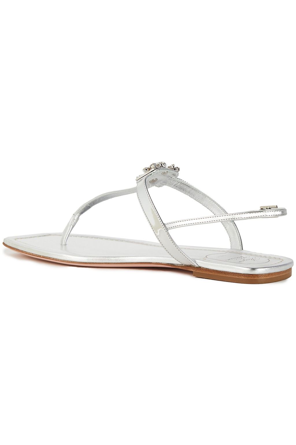ROGER VIVIER Broche embellished mirrored-leather slingback sandals