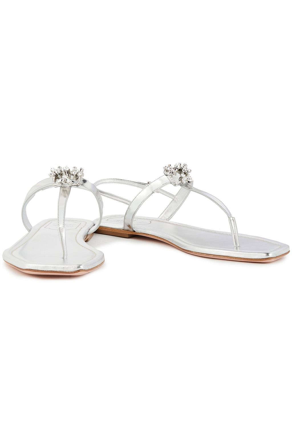 ROGER VIVIER Broche embellished mirrored-leather slingback sandals