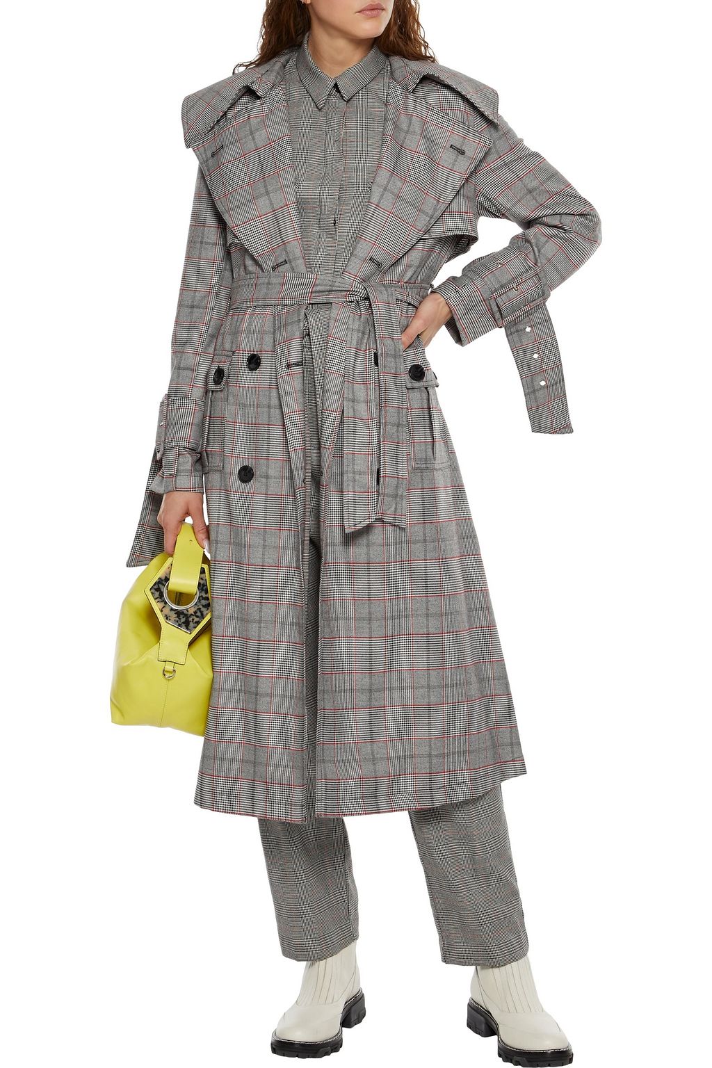 WALTER BAKER Paisley Prince of Wales checked woven trench coat