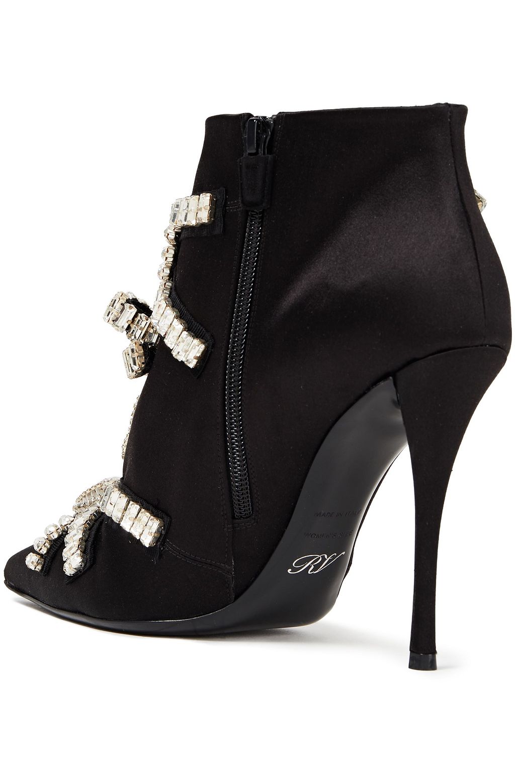 ROGER VIVIER Sin Evening 100 crystal-embellished satin ankle boots