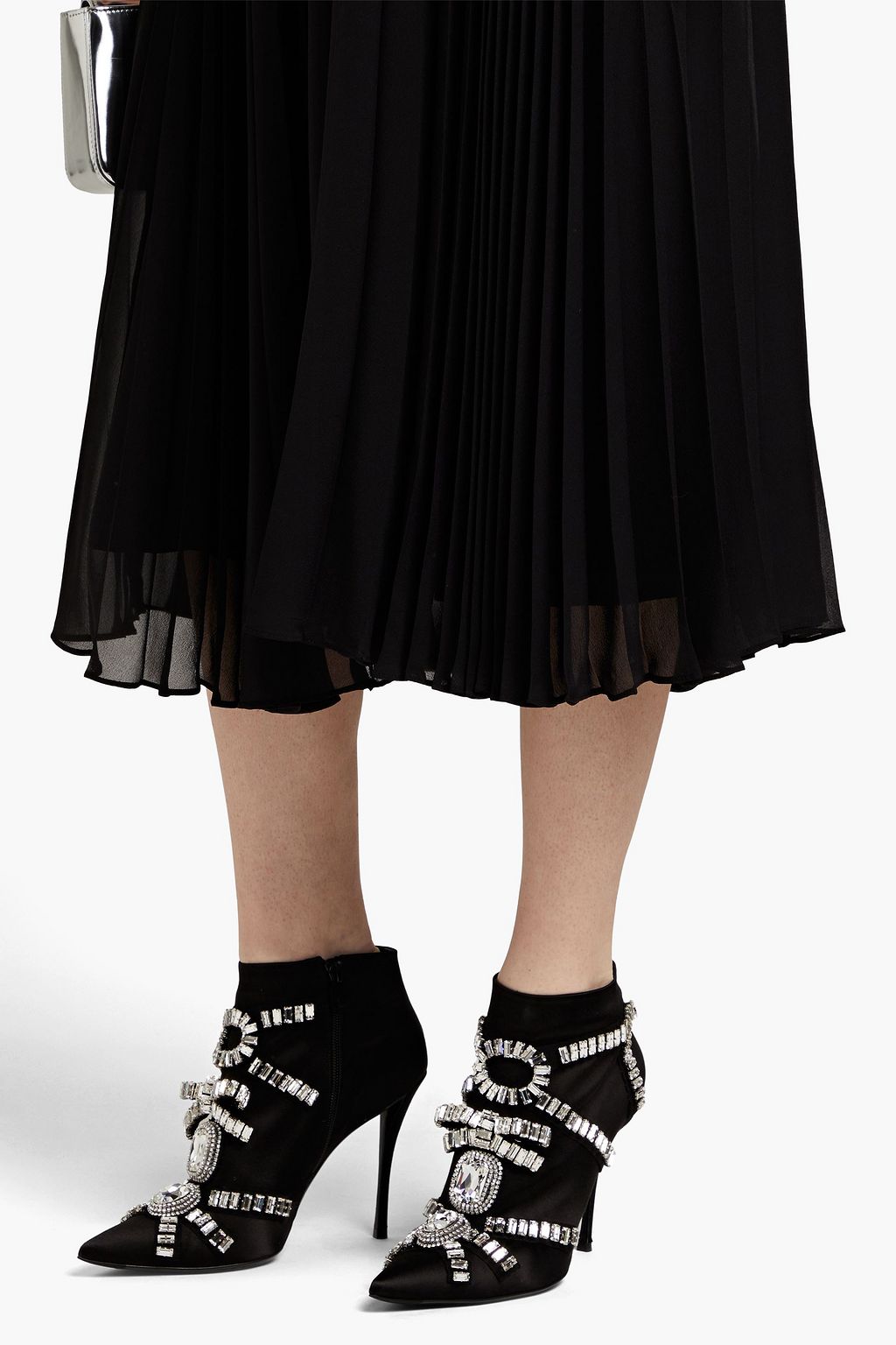 ROGER VIVIER Sin Evening 100 crystal-embellished satin ankle boots