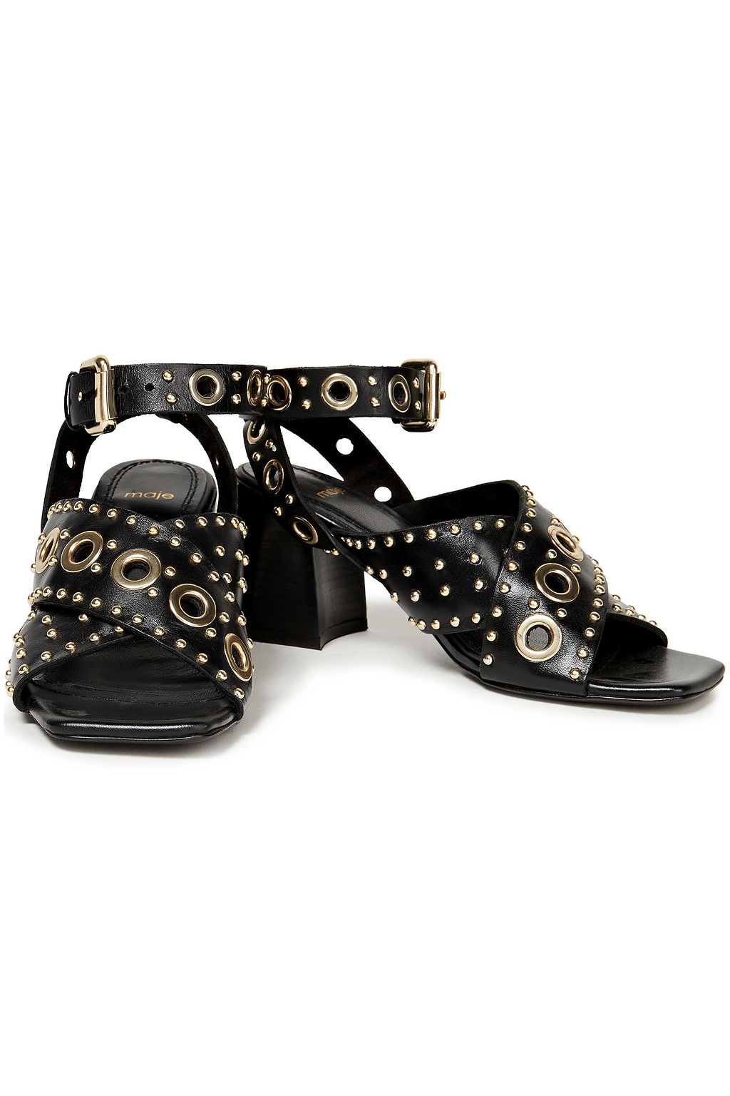 MAJE Eyelet-embellished leather sandals