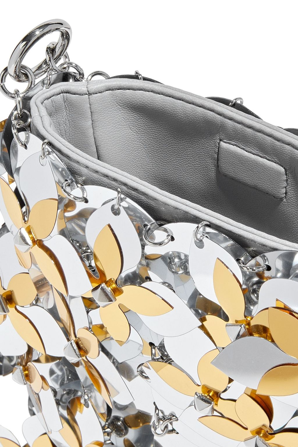 RABANNE Sparkle Lily embellished chainmail and leather shoulder bag