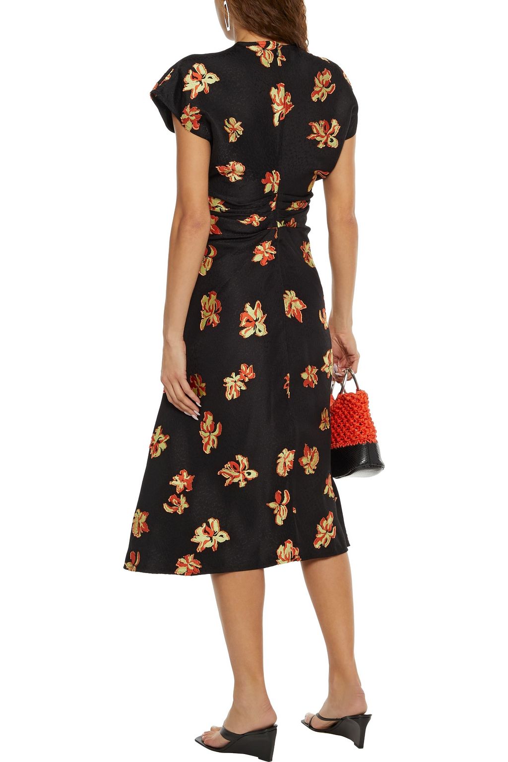 PROENZA SCHOULER Gerafftes Midikleid aus Jacquard mit Fil Coupé
