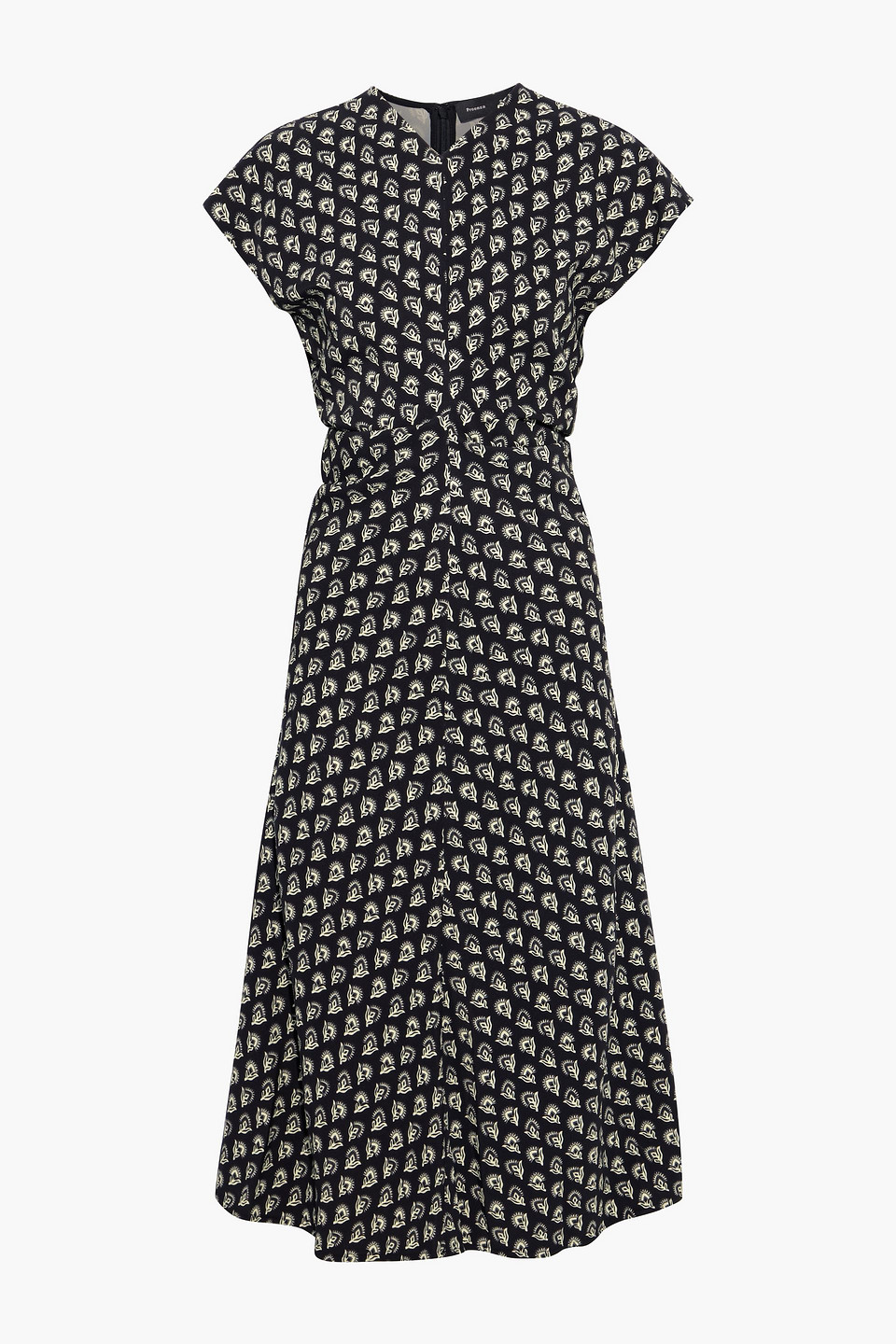 Proenza Schouler Woman Ruched Floral-print Crepe Midi Dress Black Size 2