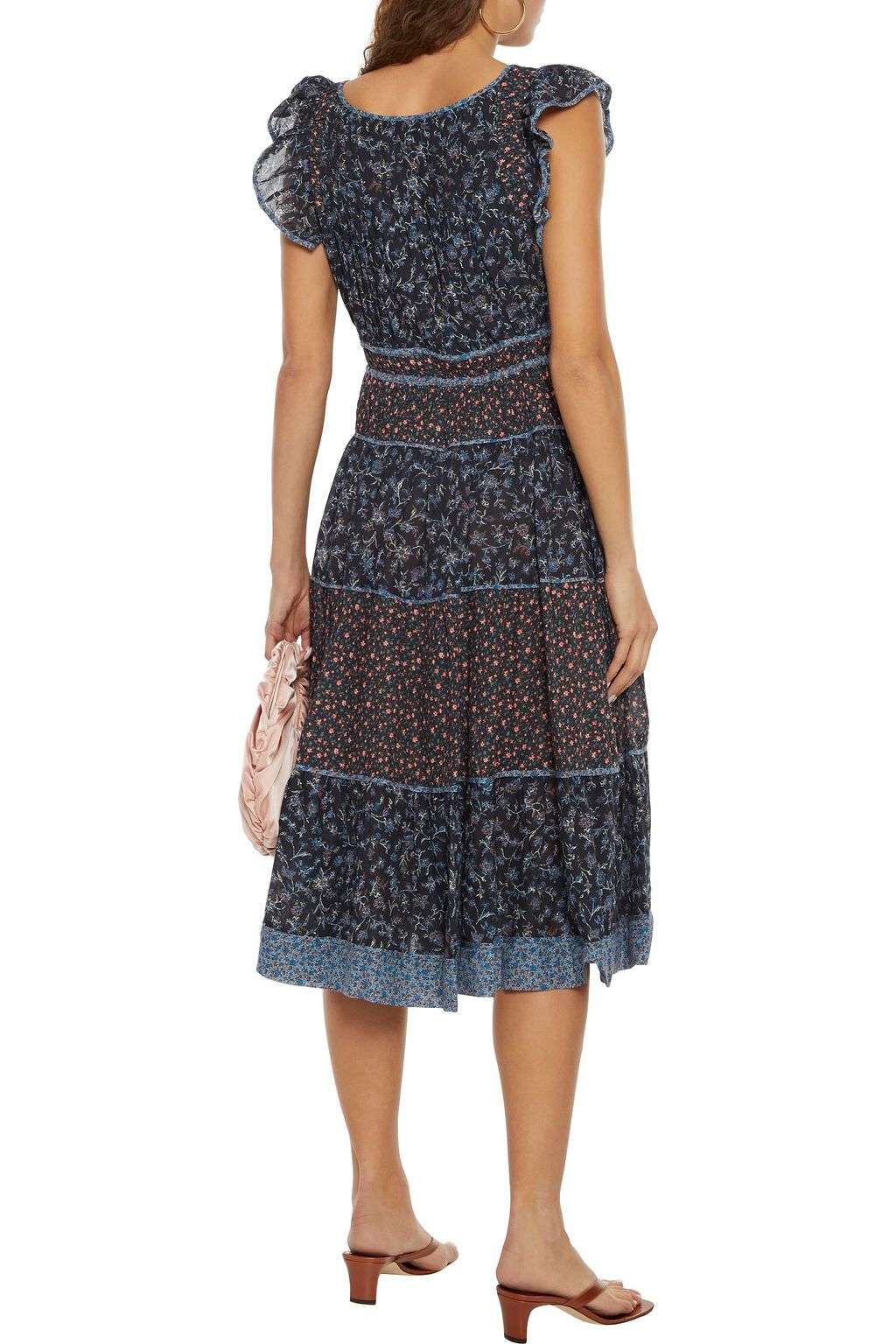 ULLA JOHNSON Odelia ruffle-trimmed floral-print cotton-blend midi dress