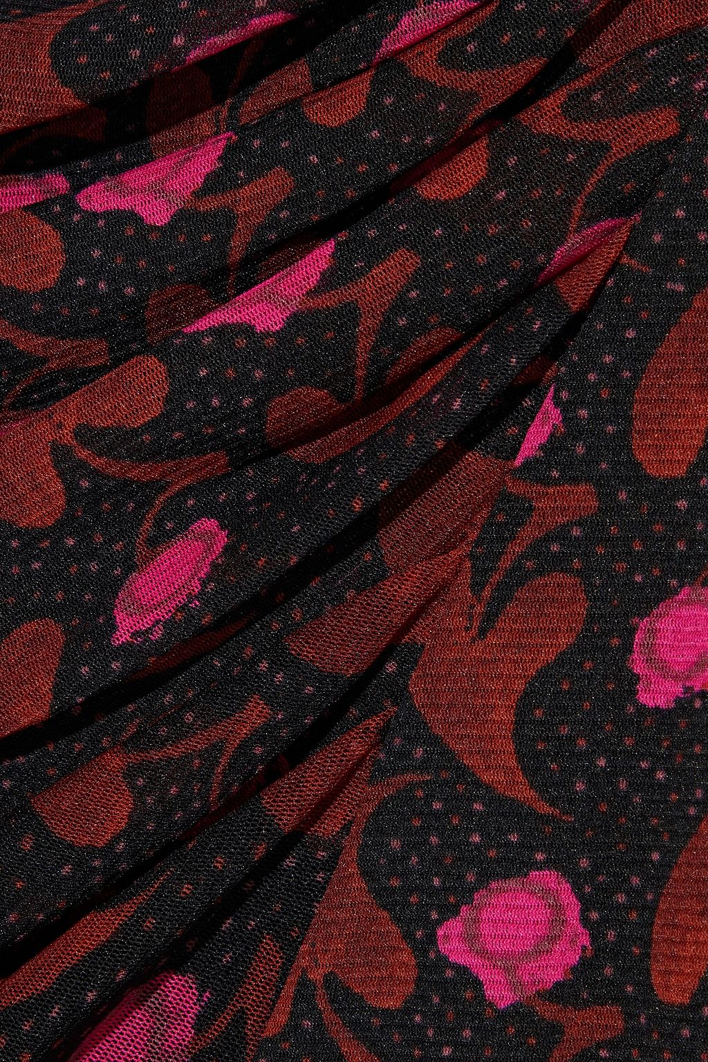 DIANE VON FURSTENBERG Edna ruched printed stretch-mesh midi skirt